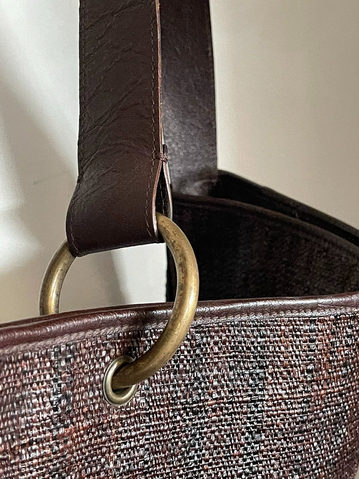 Dries Van Noten Woven leather single-ring tote bag
