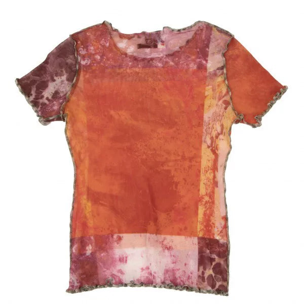 Jean Paul Gaultier Vintage Orange Floral Mesh Top