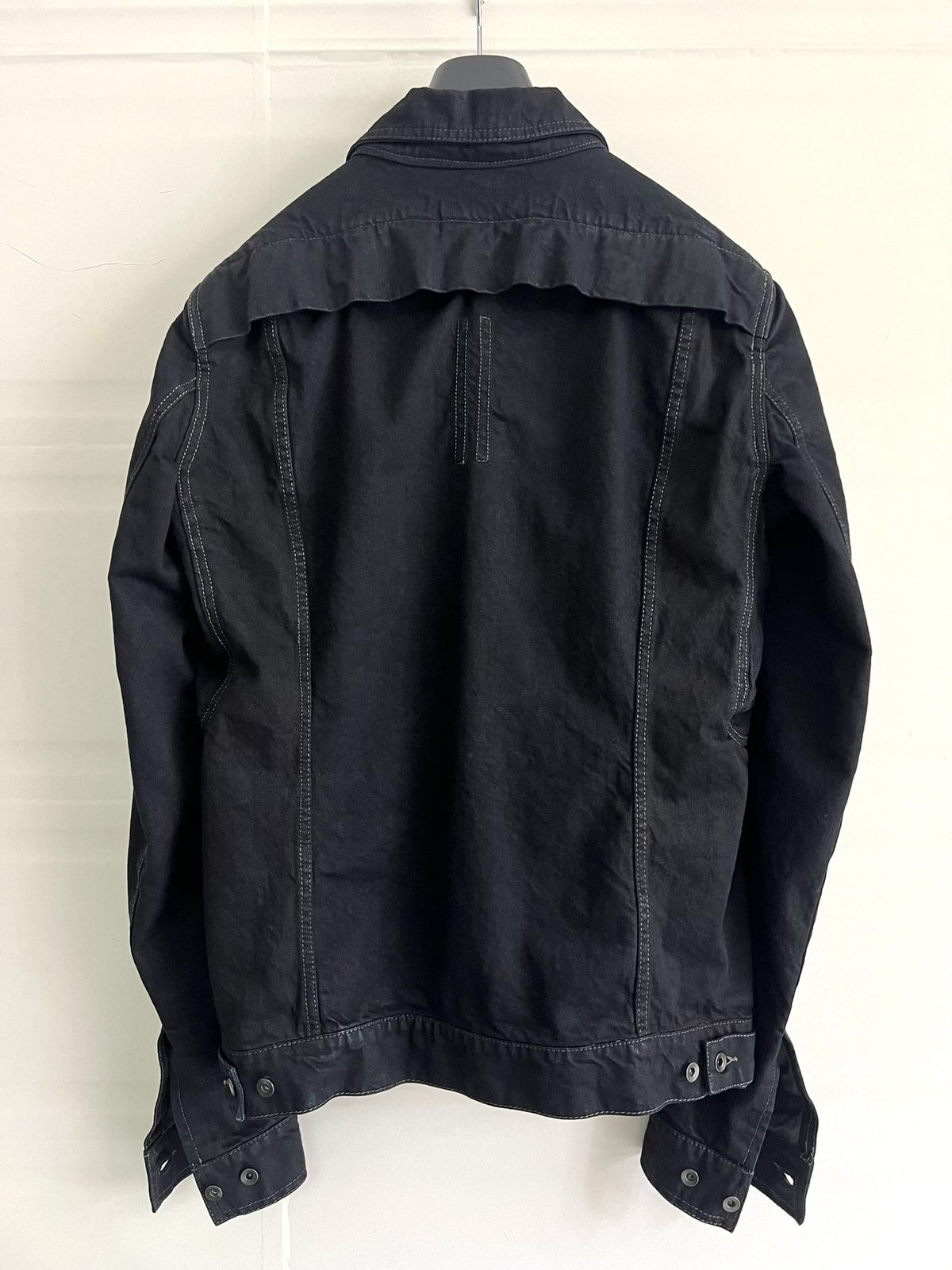 Rick Owens Vintage Metallic Zip Pocket Denim Drkshdw Worker Distressed Cotton Jacket