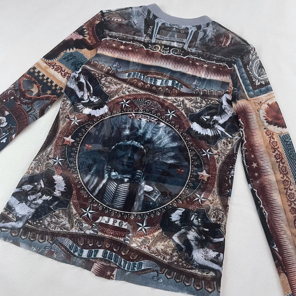 2004 Fall/Winter Jean Paul Gaultier Indian X-Ray Skull Pattern Mesh Cardigan