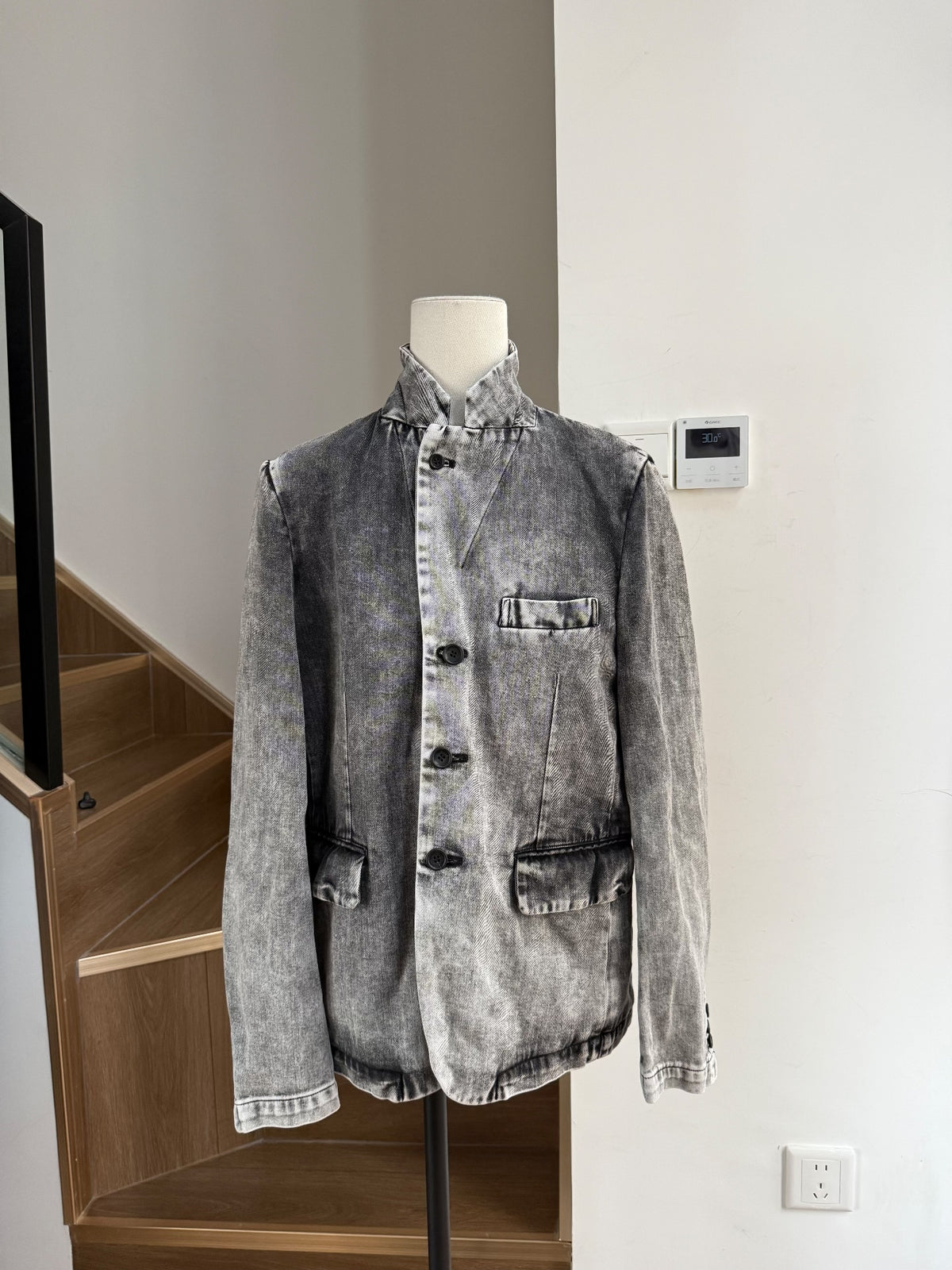 Comme des Garçons Black Washed Grey Denim Suit Jacket