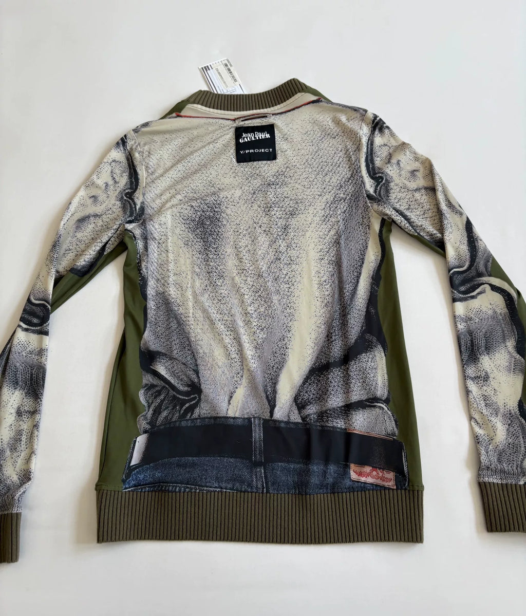 Jean Paul Gaultier Yproject Portrait Print Panel Knit Mesh Top