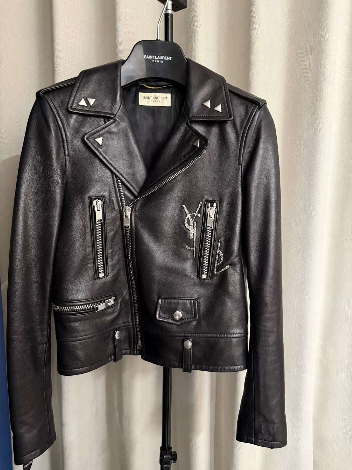 Saint Laurent FW17 L01 Embossed Lambskin Logo Jacket