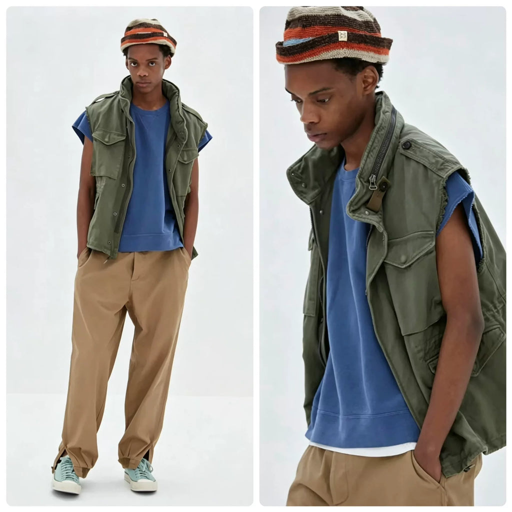 visvim SS24 Blue MONDO SWEAT S/L DMGD (U.D.) Knit Vest