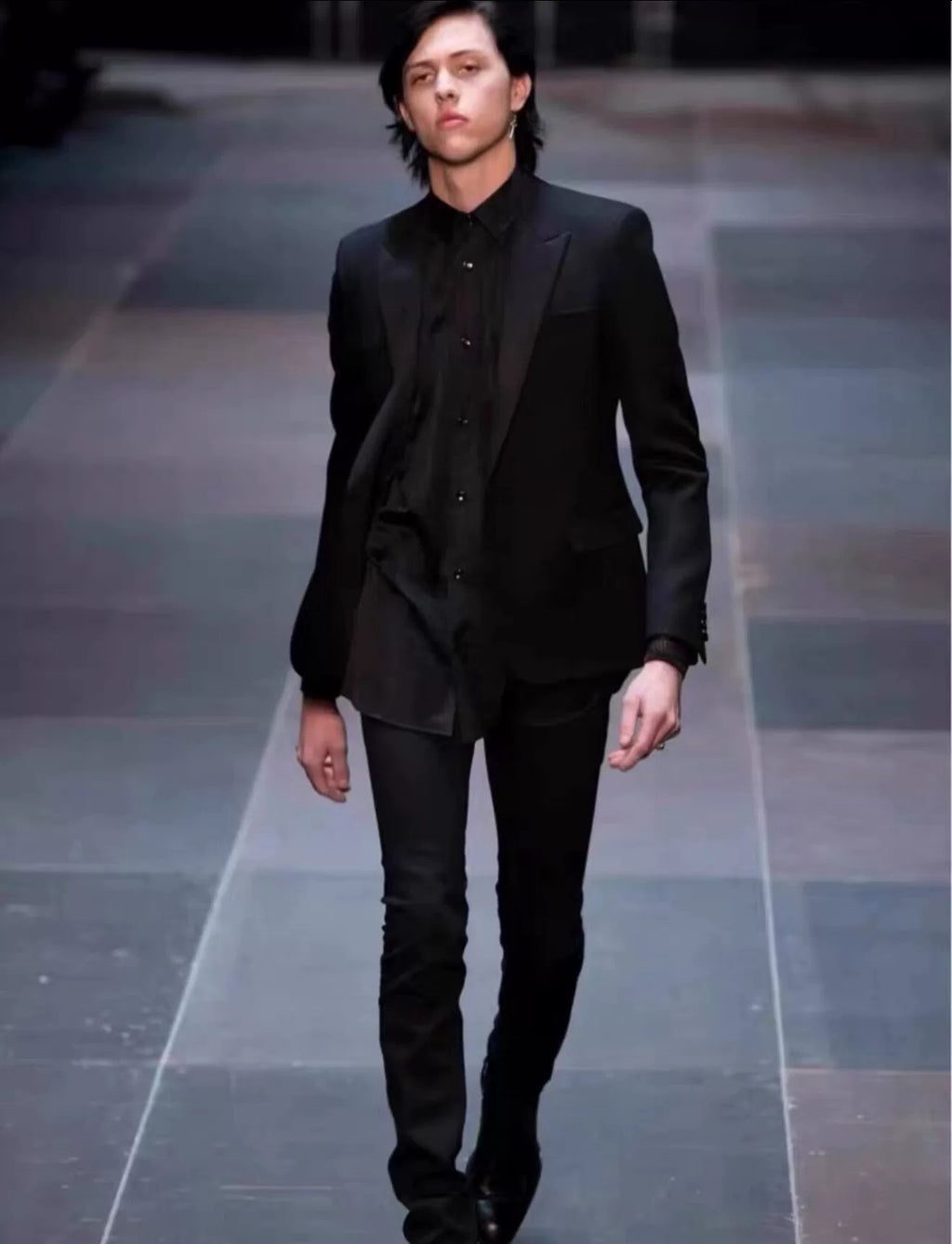 Saint Laurent FW13 Pleated Silk Shirt by Hedi Slimane