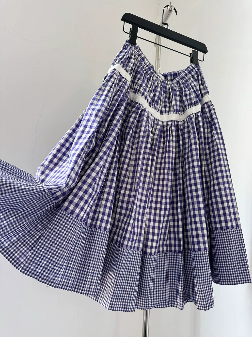 Comme Des Garcons Rei Kawakubo Tricot line check patchwork skirt
