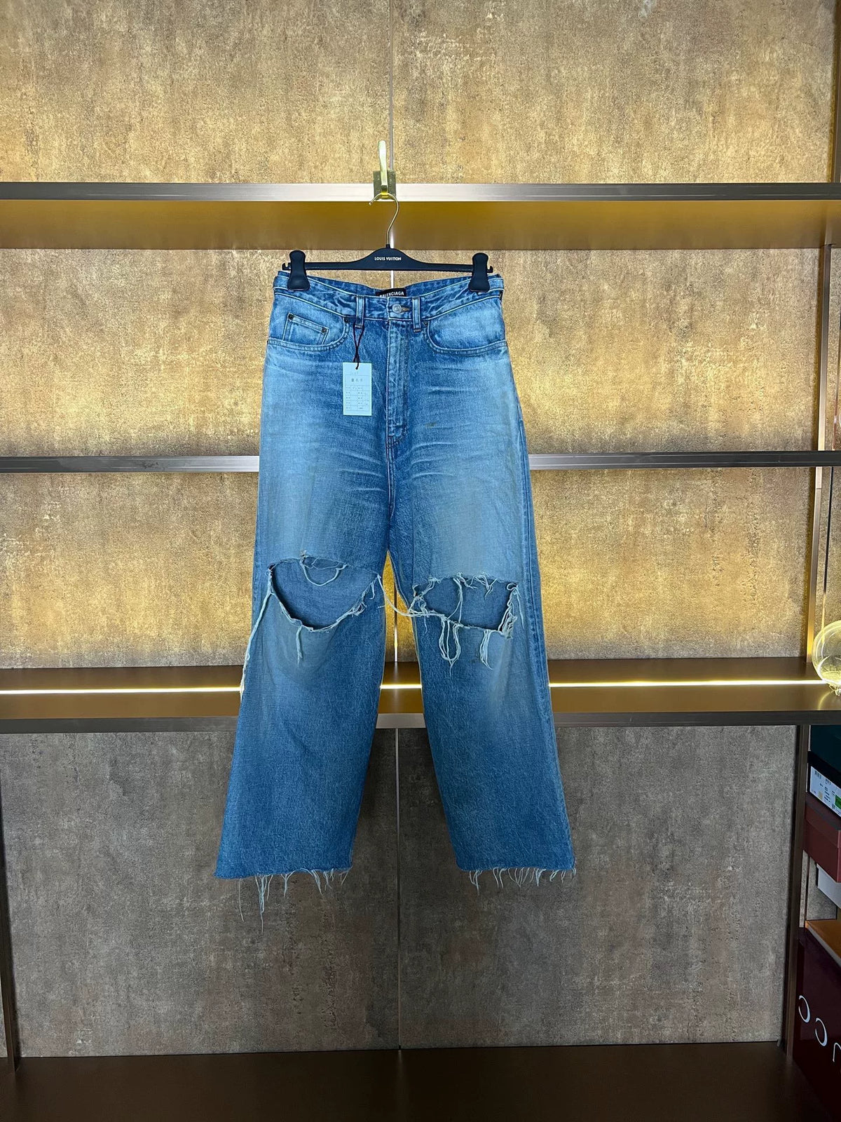Balenciaga SS21 Skater Distressed Wide-Leg Jeans