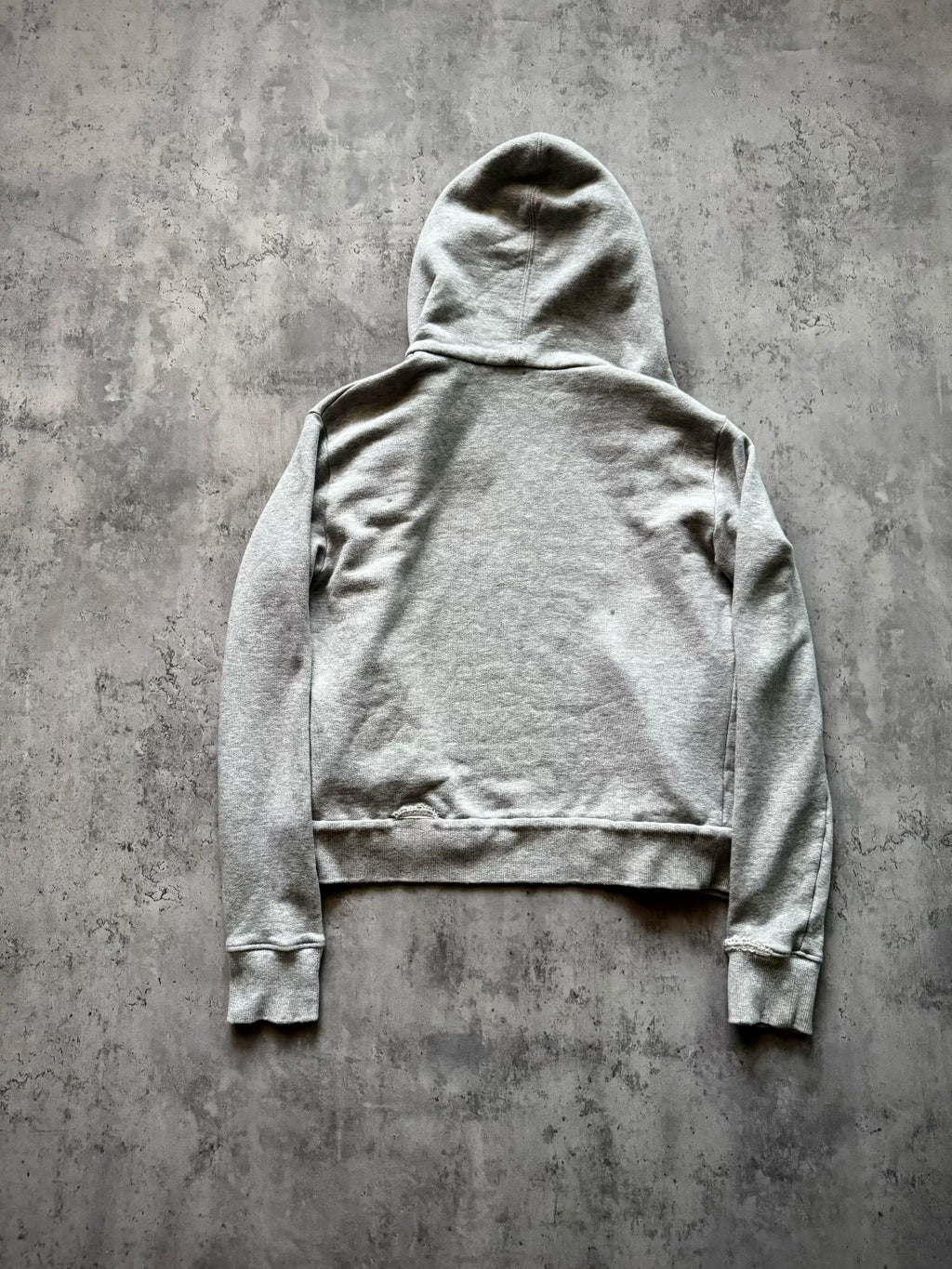 Saint Laurent 17AW Distressed Patch Hooded Gray Sweater by Anthony Vaccarello