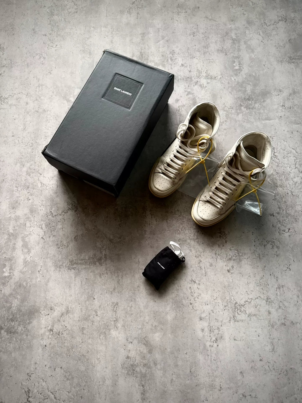 Saint Laurent Paies 16AW White Black Star Stud High-Top Sneakers by Hedi Slimane