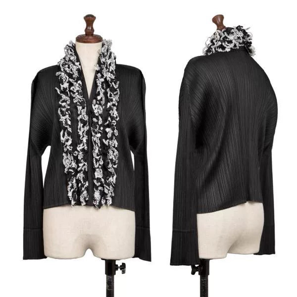 Issey Miyake Vintage Black Raw-Edge Pleated Top