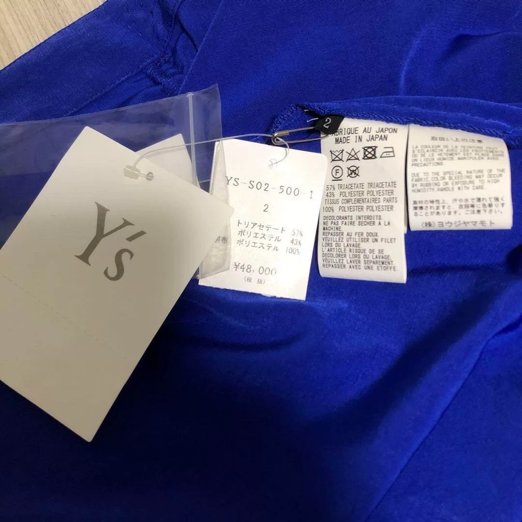 Y's Yohji Yamamoto SS22 Blue Pleated Patchwork Skirt