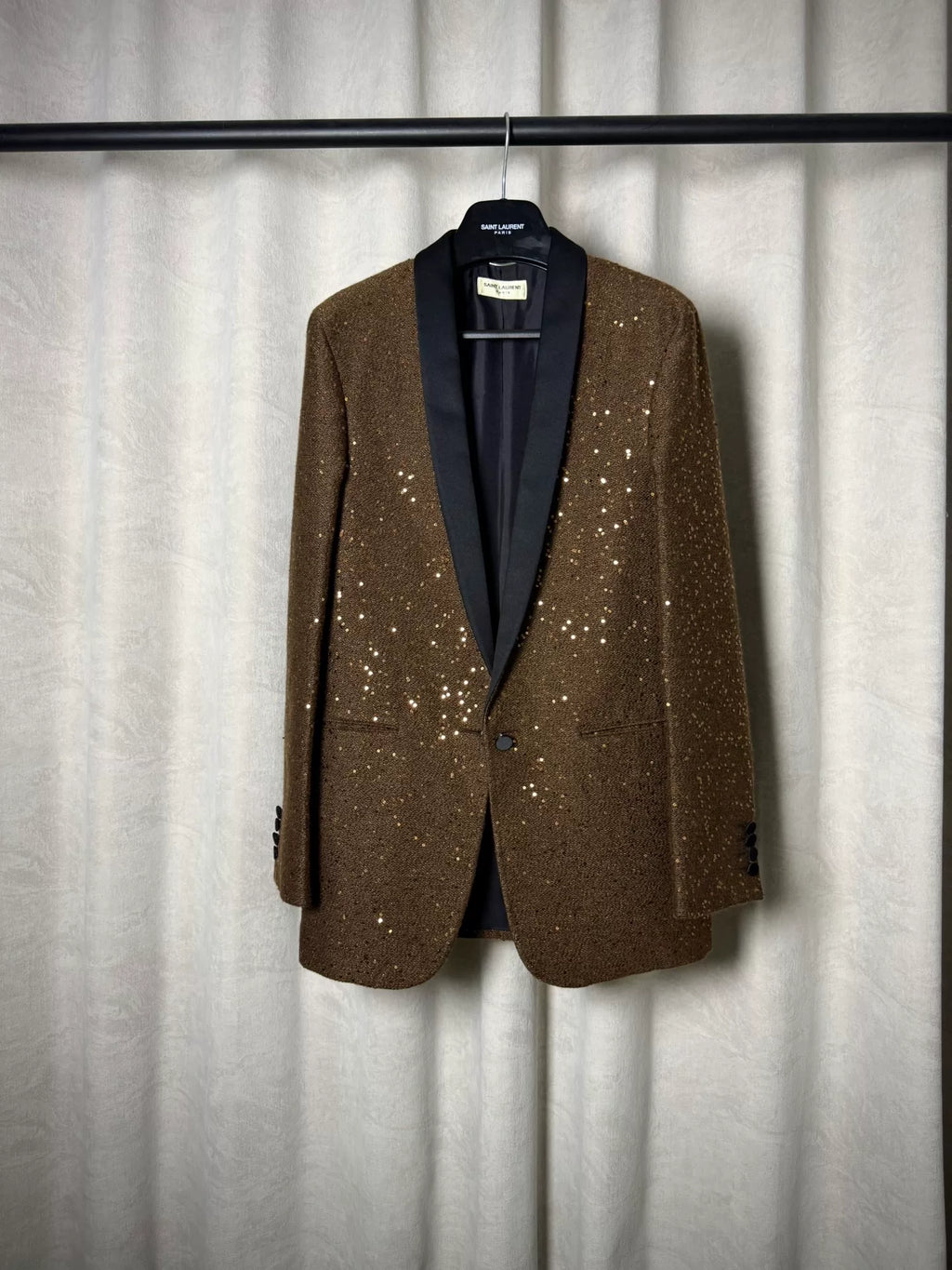 Saint Laurent Paris 14SS Hedi Slimane Gold Braided Shawl-Collar  Jacket by Hedi Slimane