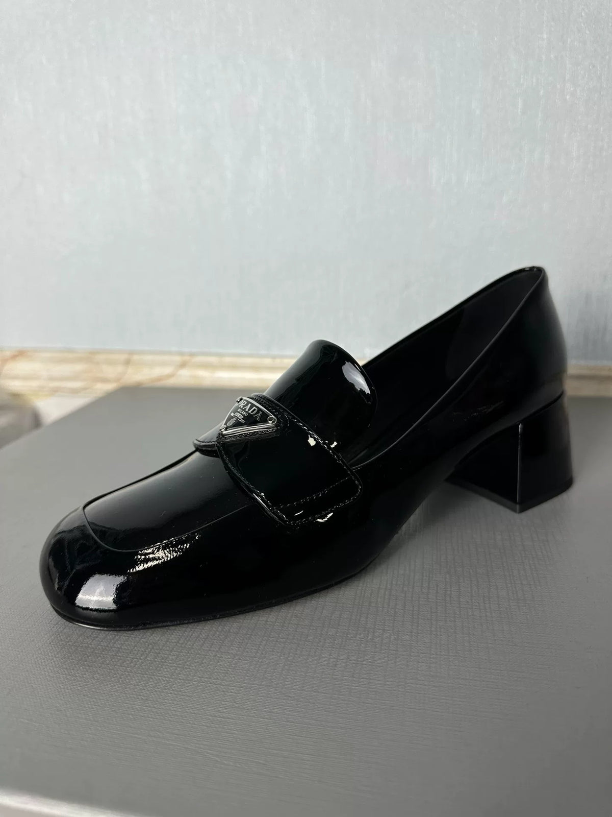 Prada patent leather glossy loafers