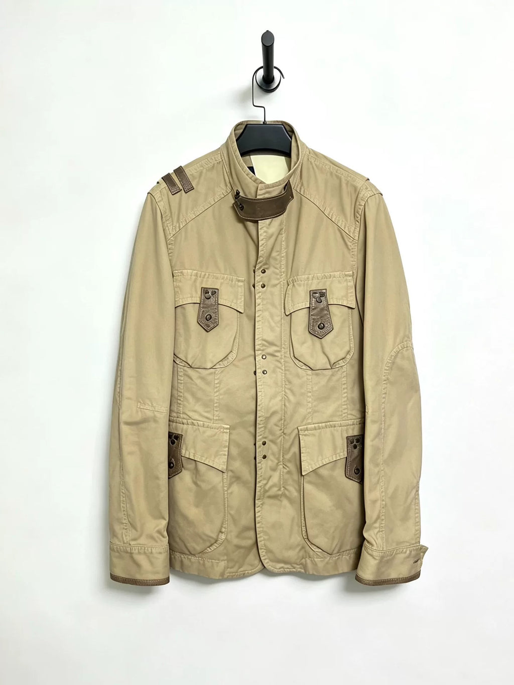 Dsquared2 Multi-Pocket Leather-Panel Hunting Jacket