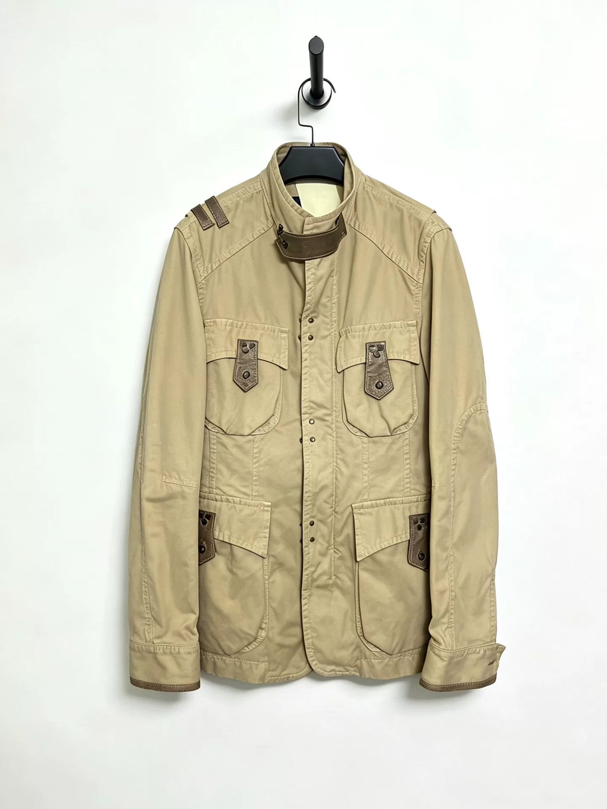 Dsquared2 Multi-Pocket Leather-Panel Hunting Jacket