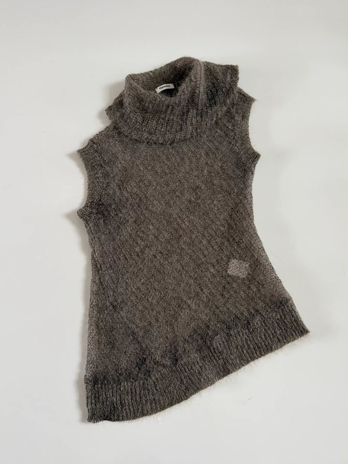 Issey Miyake Plantation line mock neck sleeveless knit vest
