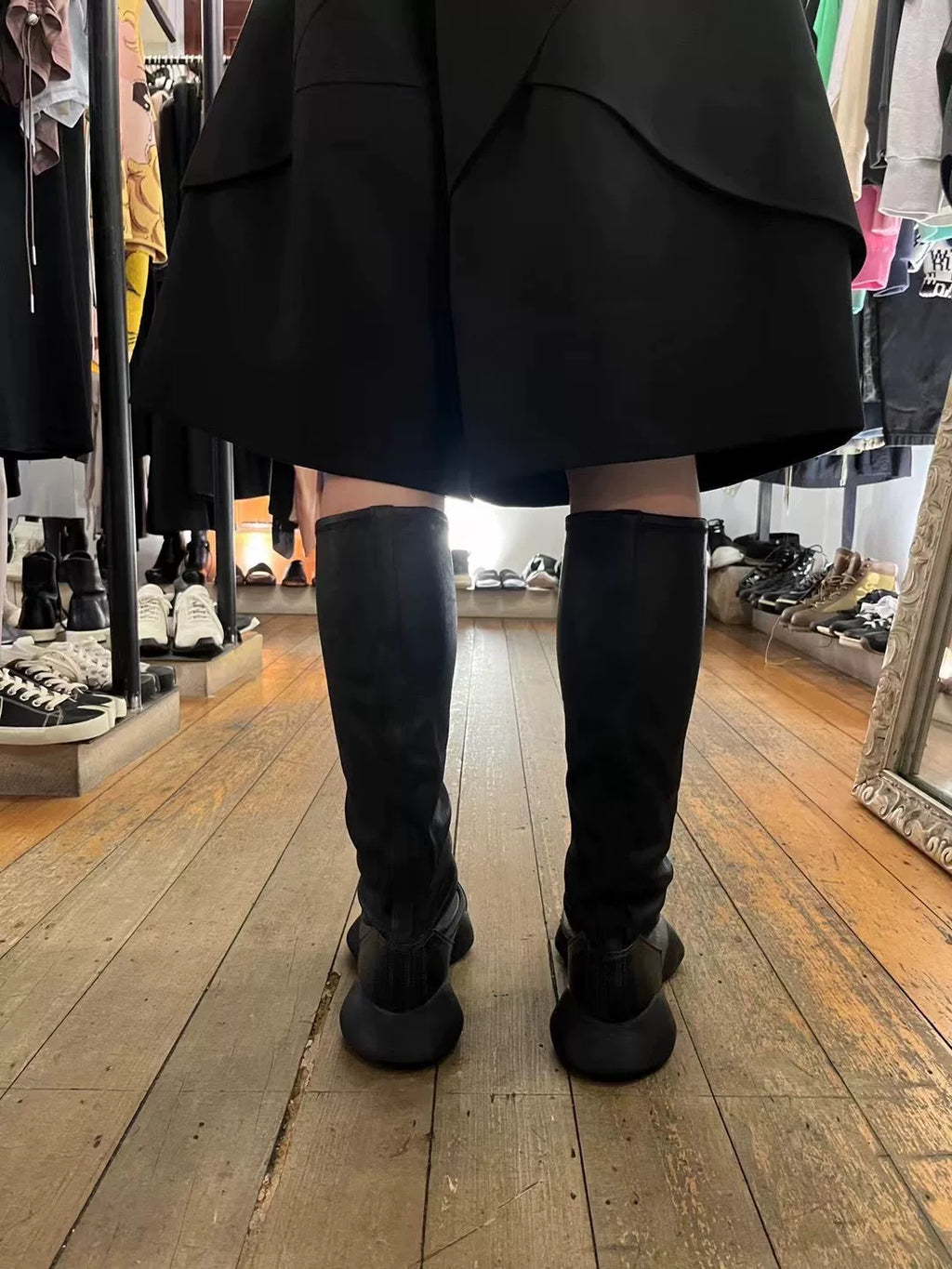 Rick Owens × ADIDAS Black Runner Stretch Horsebit Sock Boots