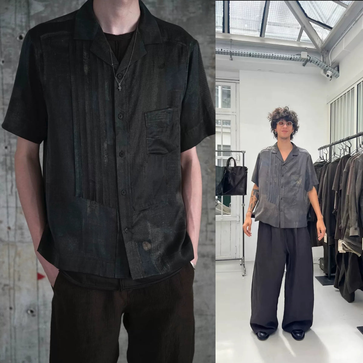 Ziggy Chen SS24 Vintage Book Ji Tan Silk Short Sleeve Shirt