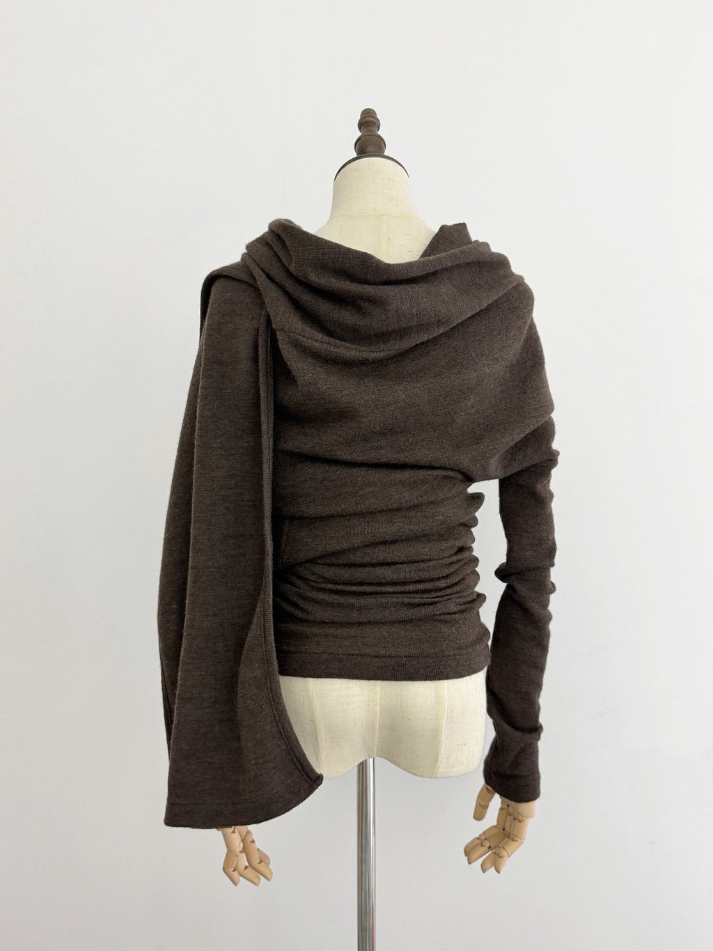 Yohji Yamamoto Y's Irregular Two-Way Wool Brown Top - Devines
