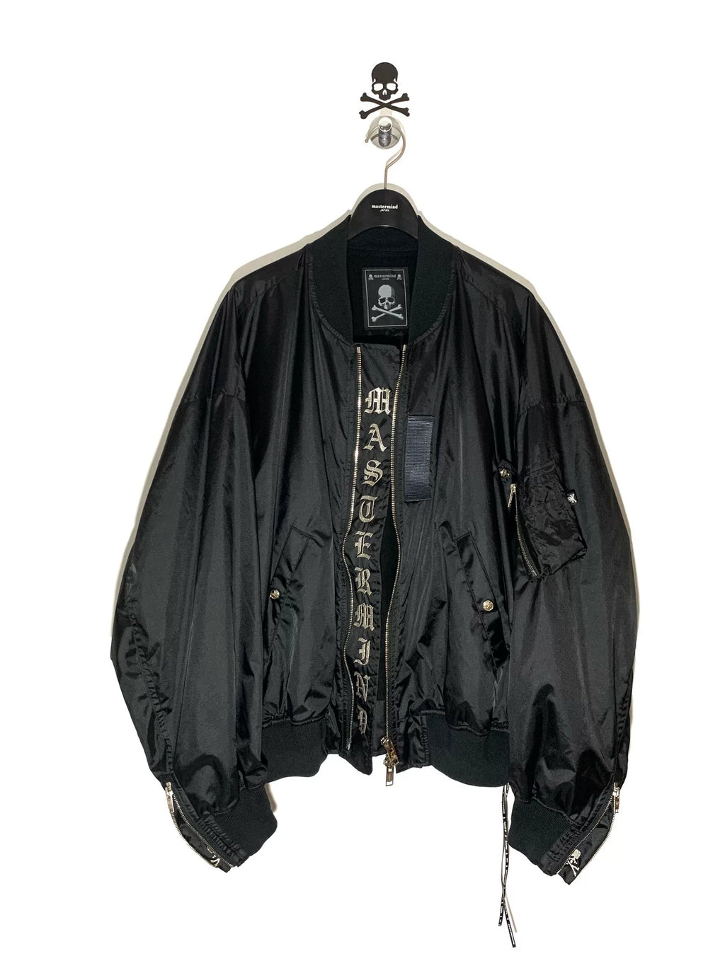 mastermind Japan Silver Embroidered Silk Flight Jacket