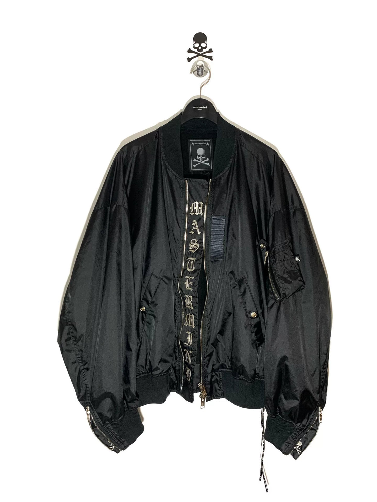 mastermind Japan Silver Embroidered Silk Flight Jacket