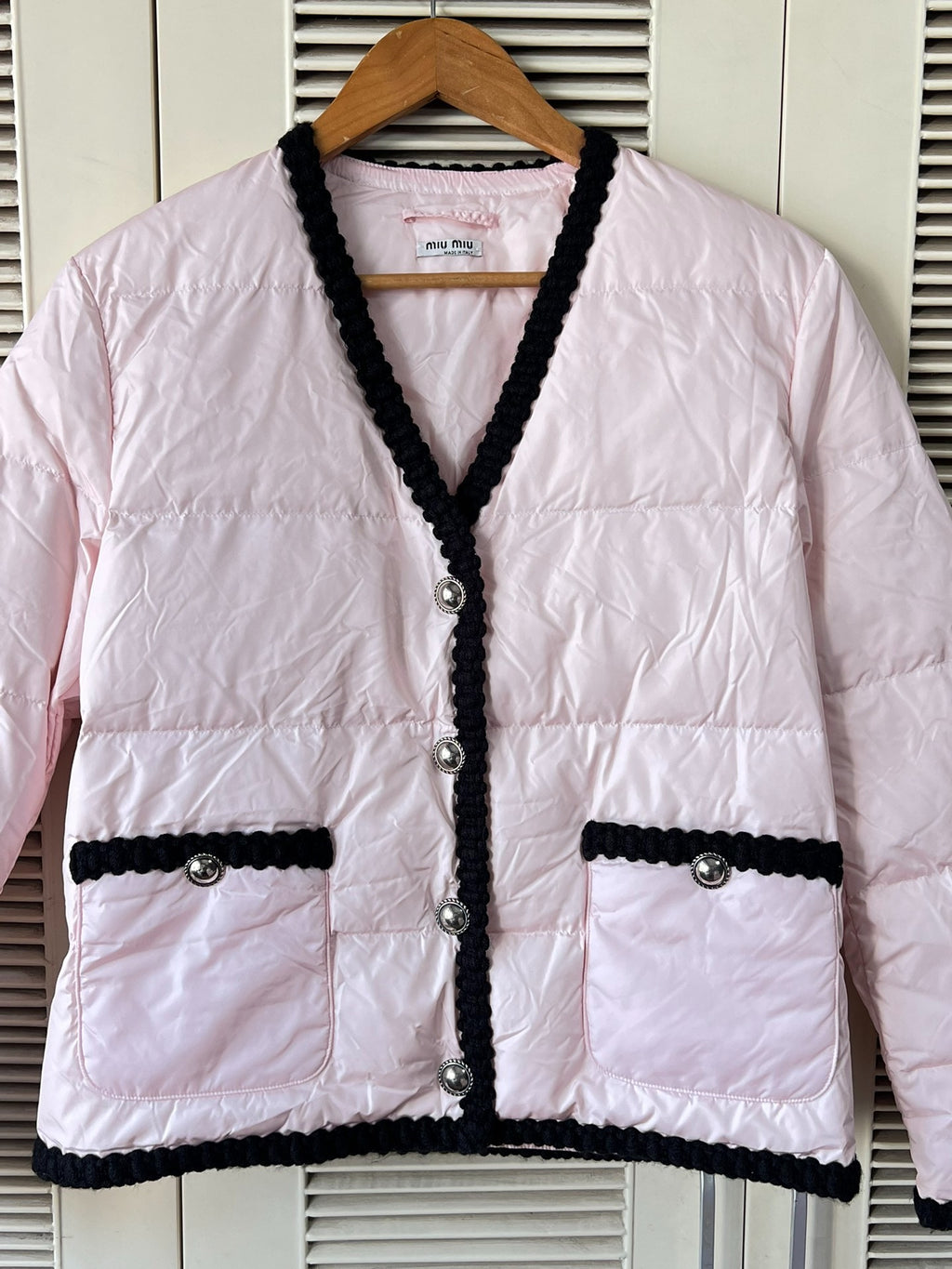 Miu Miu Black Down V-Neck Jacket