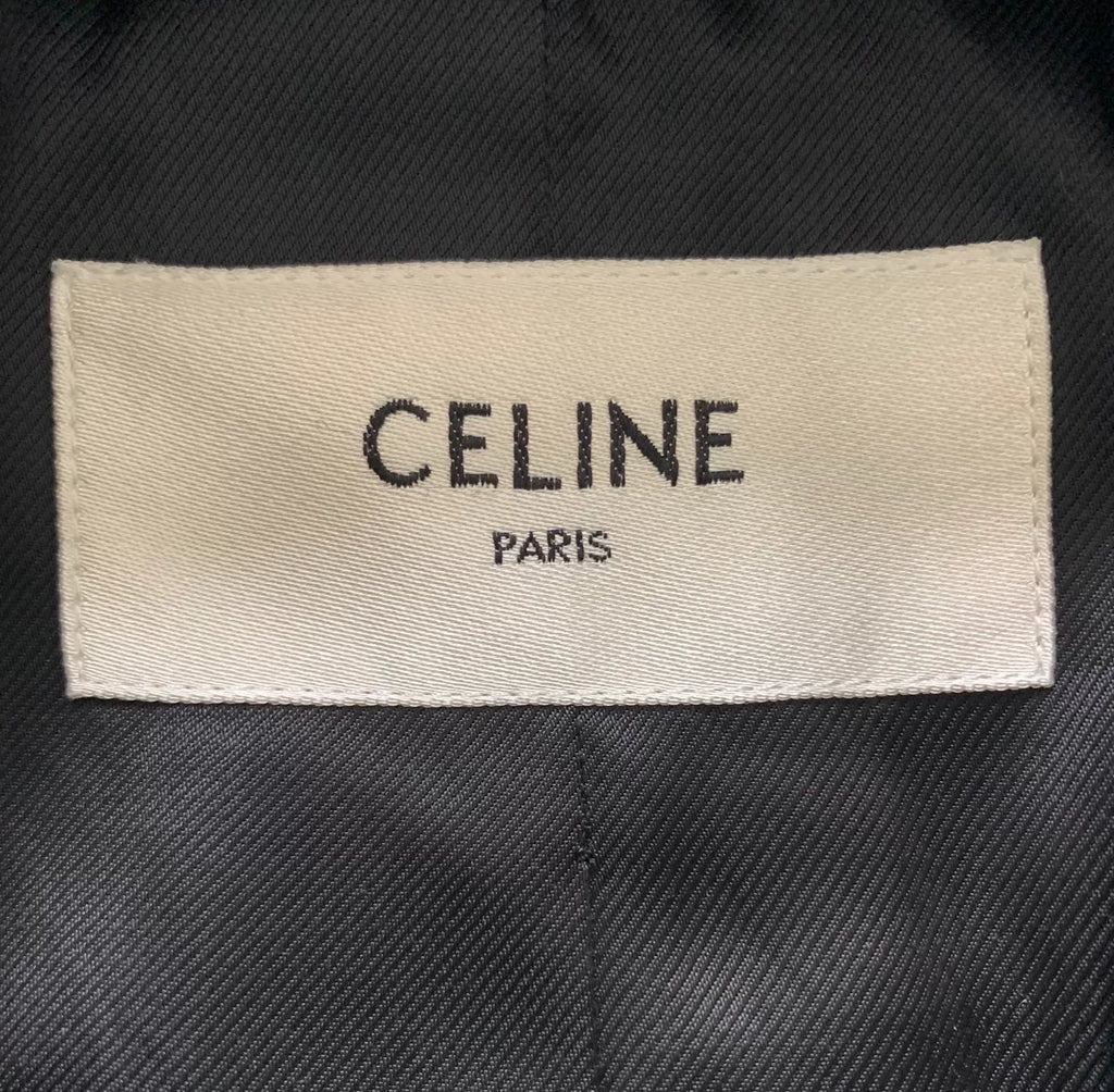 Celine FW19 Black White Plaid Snowflake Wool Mohair Coat