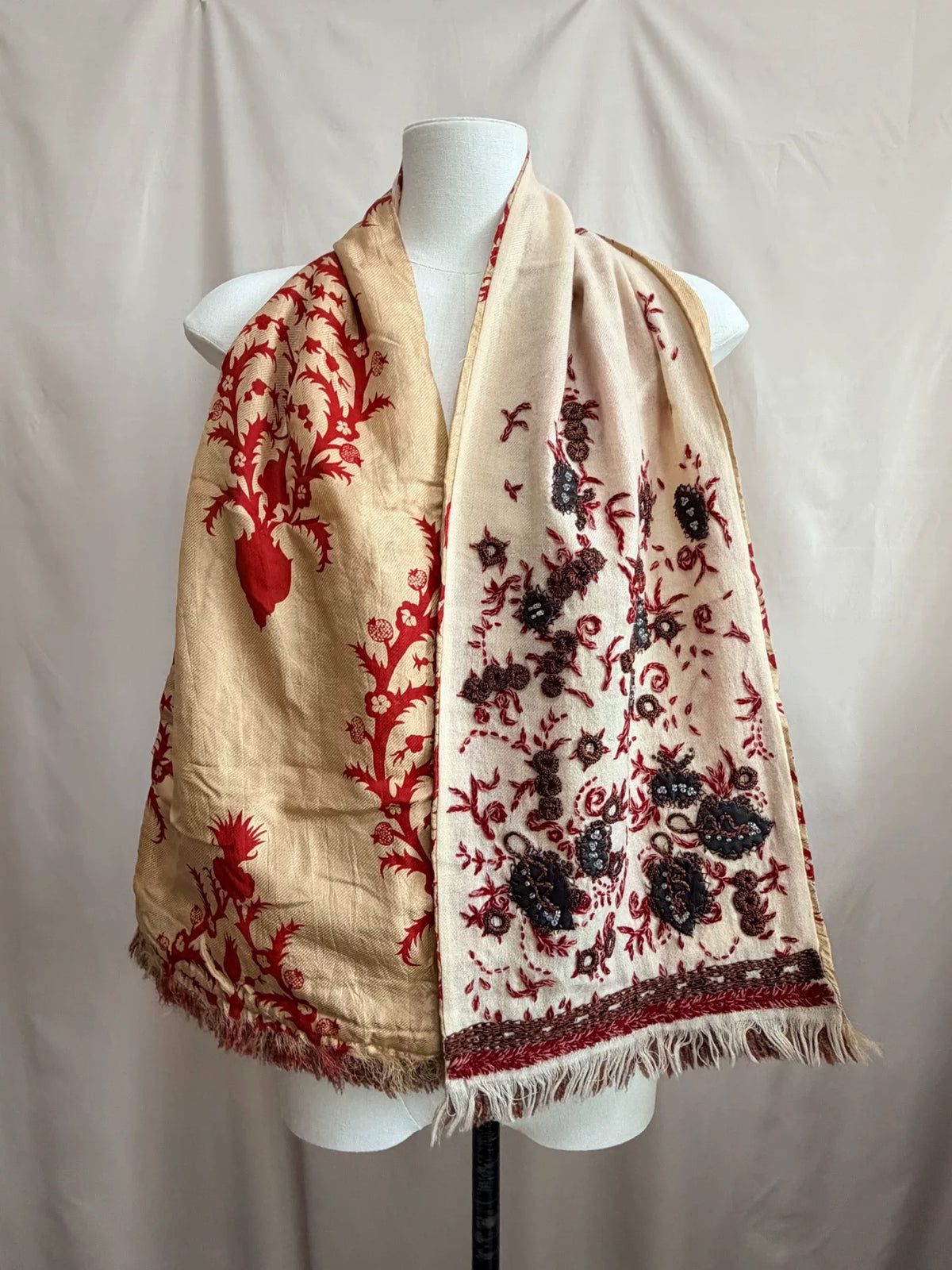 Dries Van Noten Embroidered Tassel Scarf
