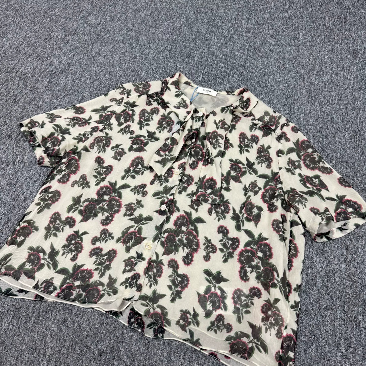 Celine Short Sleeve Top Floral All-Over Print Shirt