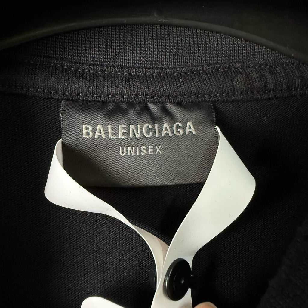 Balenciaga Night Scene Paris Eiffel Tower Flame Letter Logo Distressed Destroyed Short-Sleeve Shirt