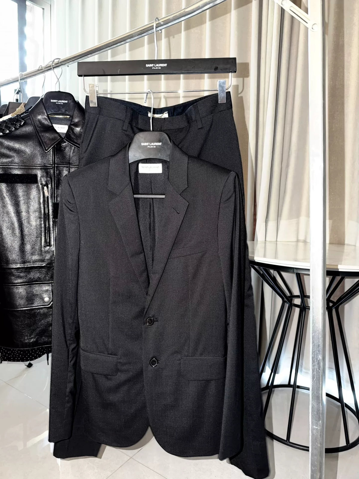 Saint Laurent Pinstripe Wool Blazer by Hedi Slimane