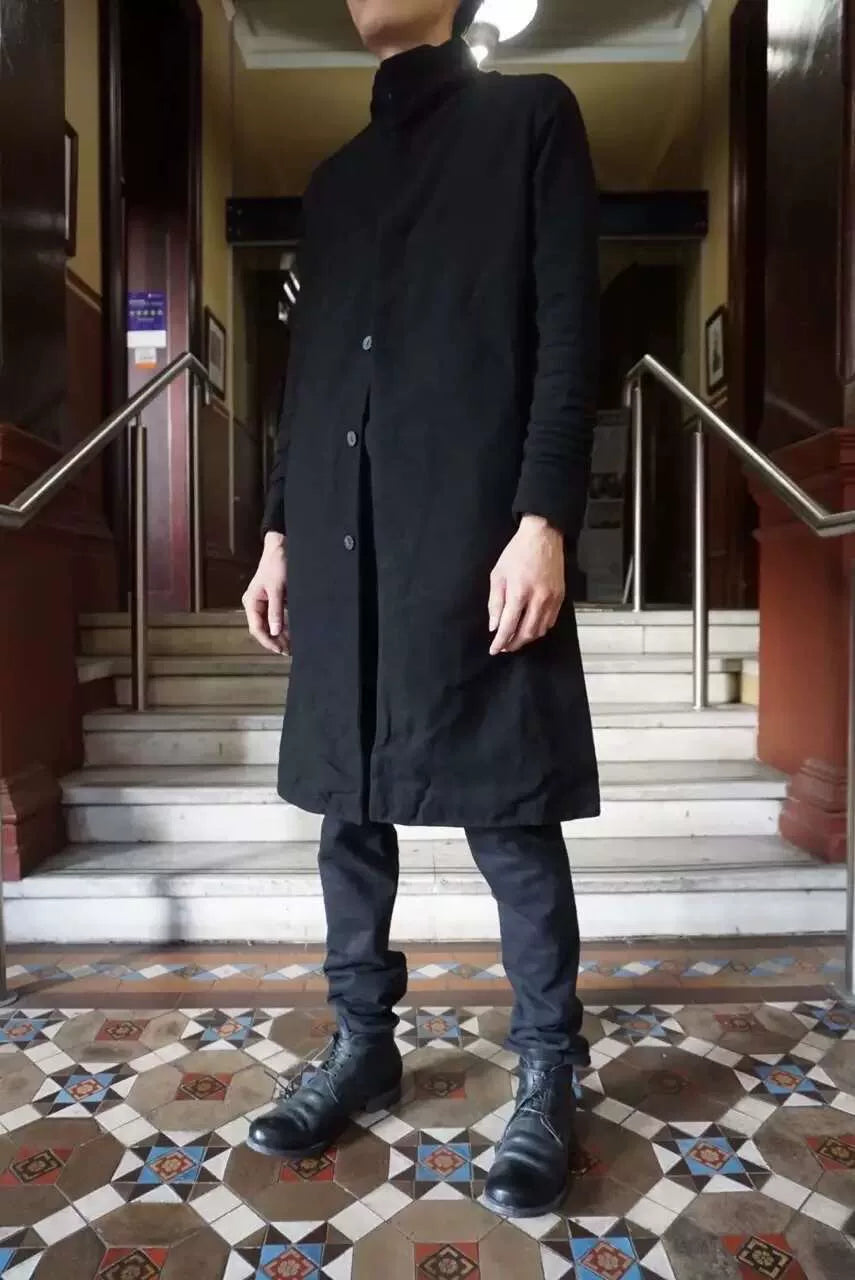 layer-0 W.H Black H-Shape Triple-Layer Wool Coat