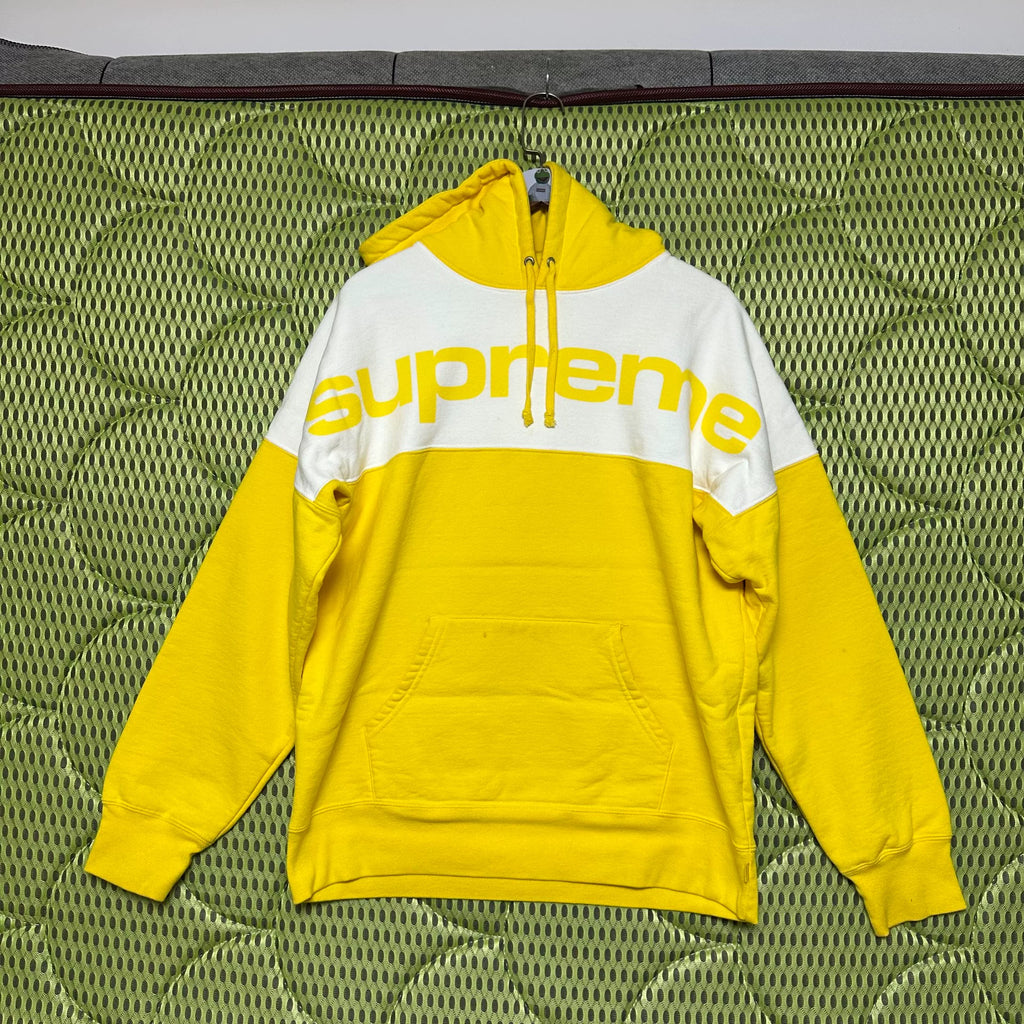 Supreme Yellow White Patchwork Hooded Sweater