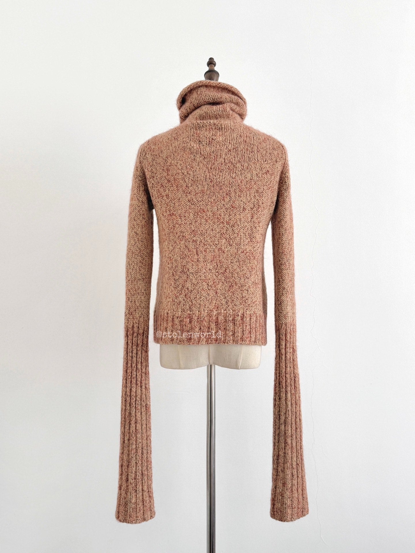 Yohji Yamamoto Y's Mixed Color Cuffed Wool Knit Pink Top - Devines