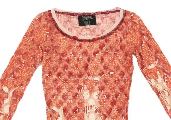 Jean Paul Gaultier Vintage Red Polka Dot Mesh Top