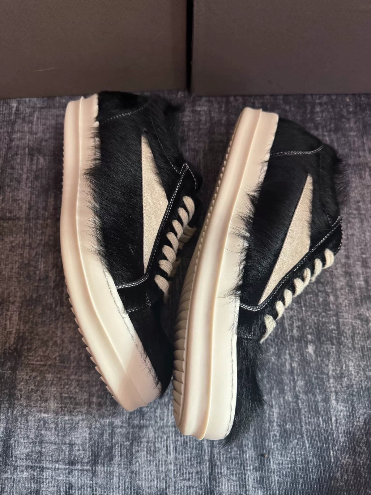 Rick Owens Fur Black Sneakers