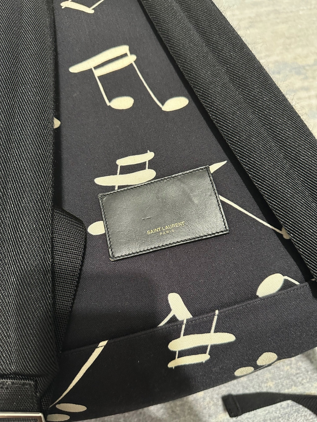 Saint Laurent SS16 Musical Notes Pieced Leather Backpack