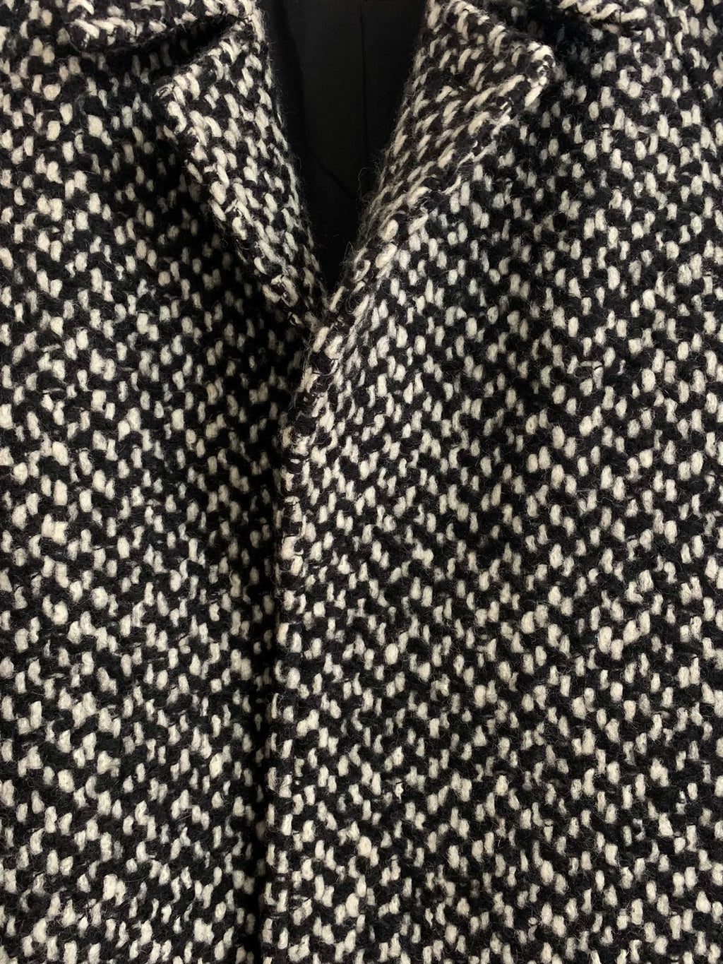 Celine FW19 Black White Plaid Snowflake Wool Mohair Coat