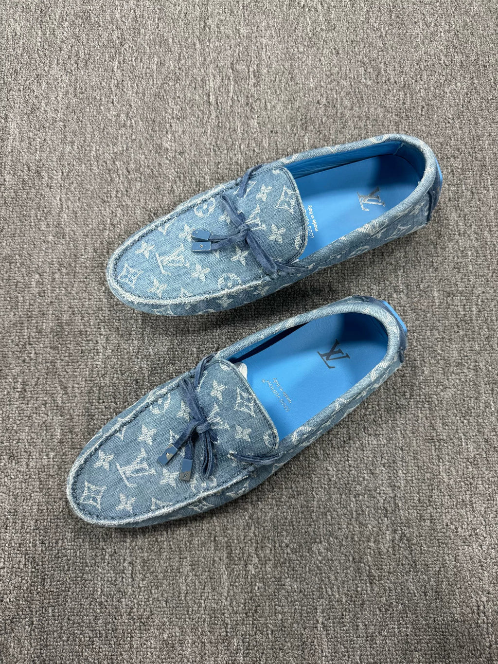 Louis Vuitton Denim Blue Leather Loafers