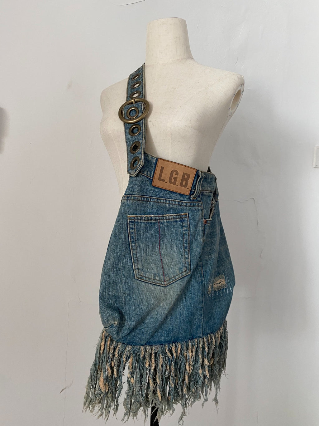 L.G.B Denim Fringe Crossbody Bag