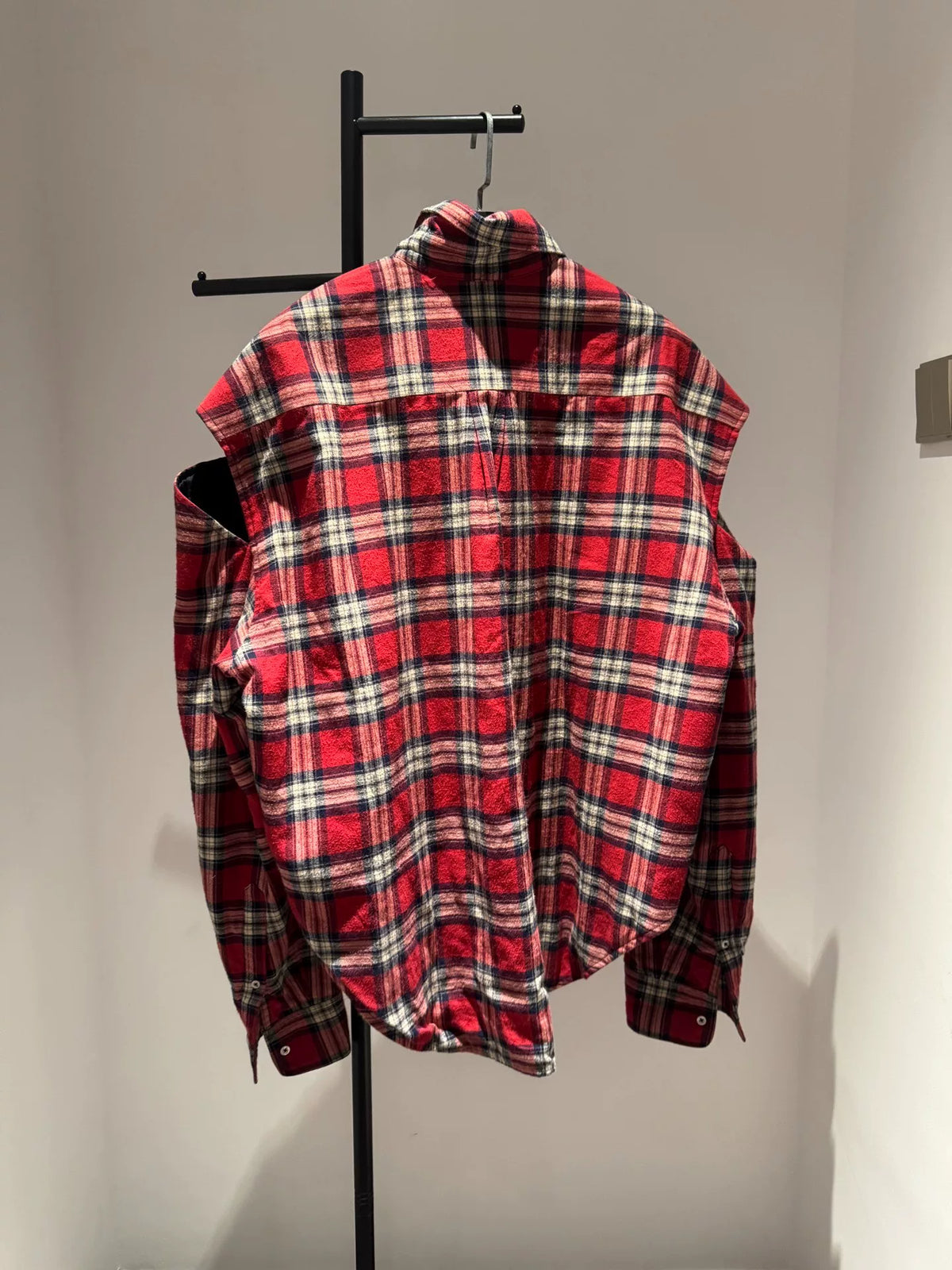 Vetements Red Iron Ring Shoulder Plaid Oversize Jacket