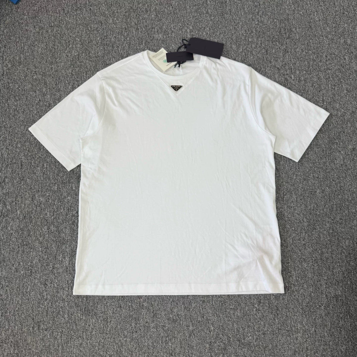 Prada white triangle logo short-sleeve T-shirt