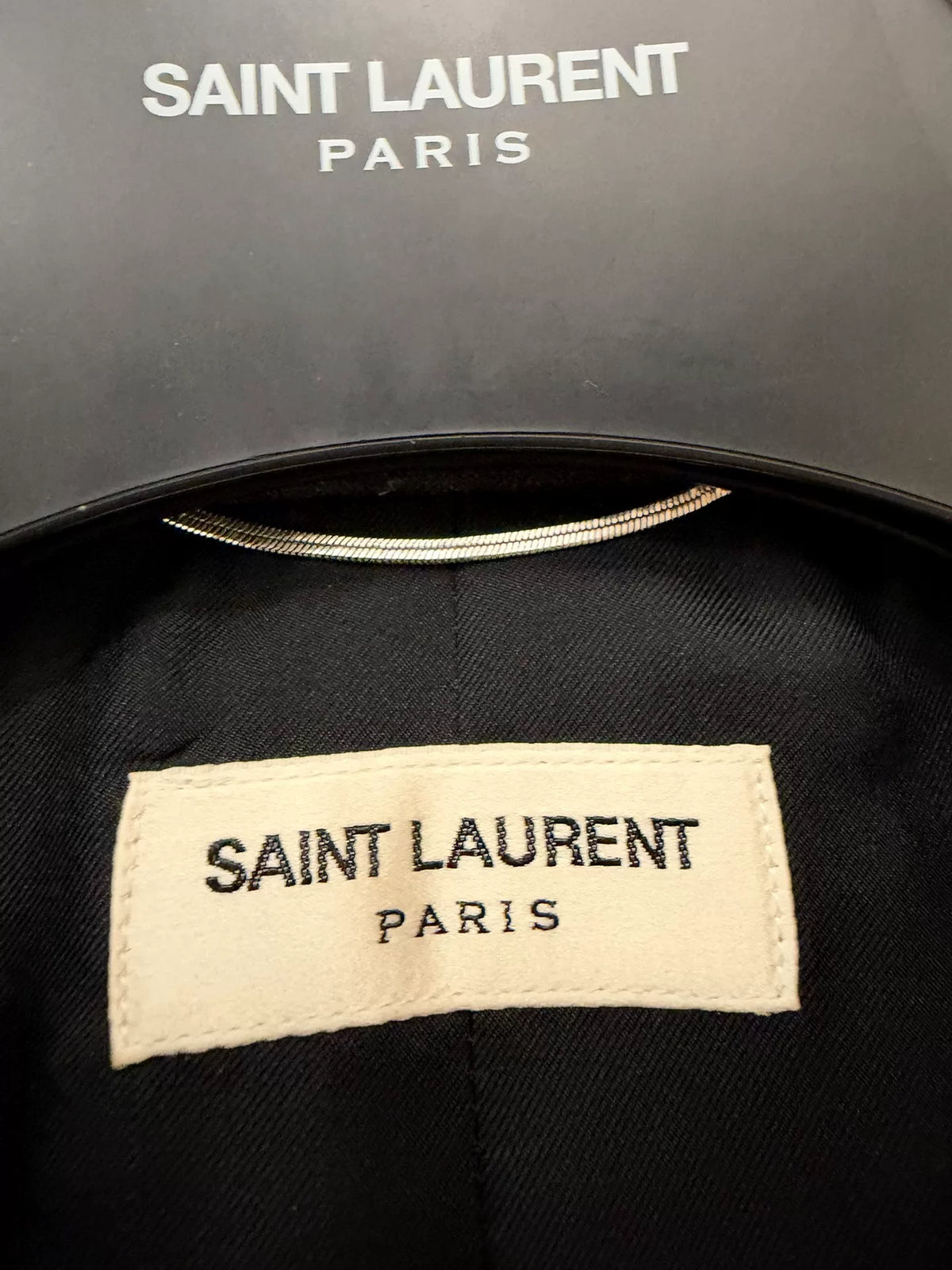 Saint Laurent Paris SS14 Cut-Out Back Leather Strap Wool Blazer by Hedi Slimane