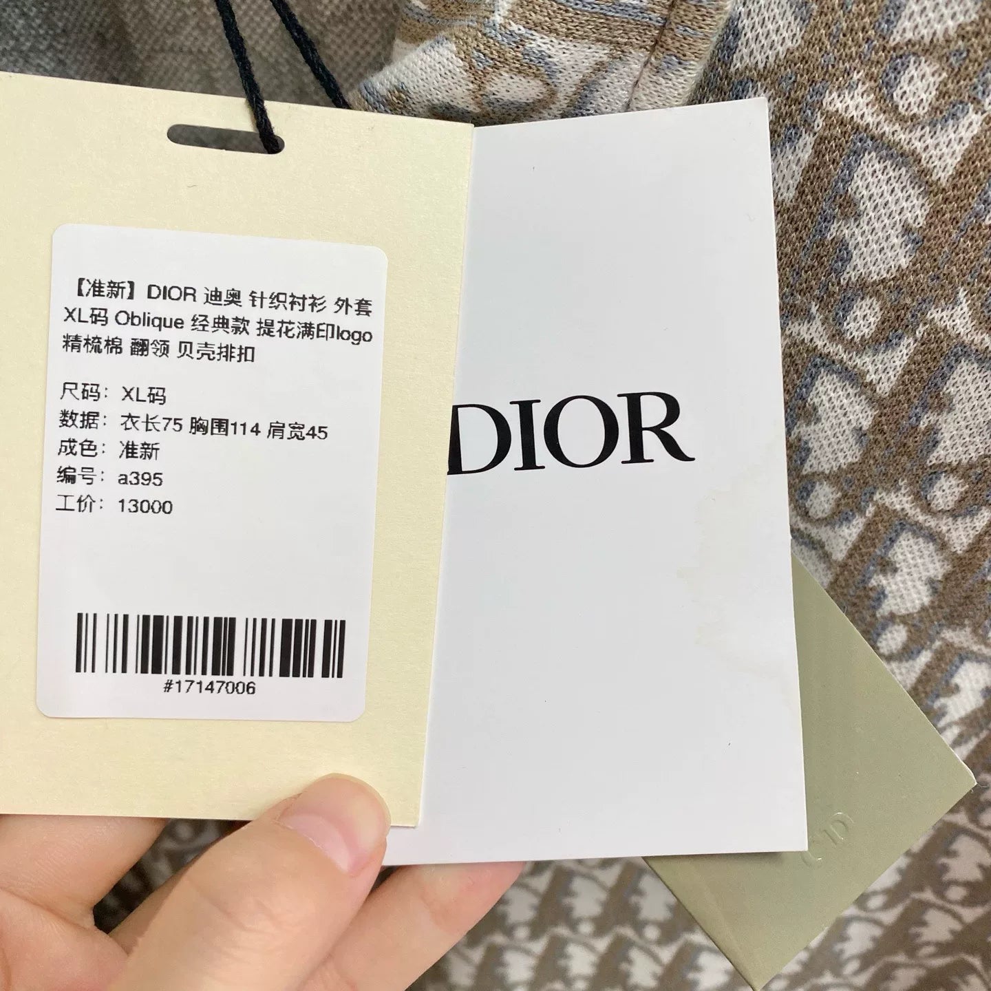 Dior Knit Lapel Shirt Oblique All-Over Logo Print Cotton Button-Front Shirt
