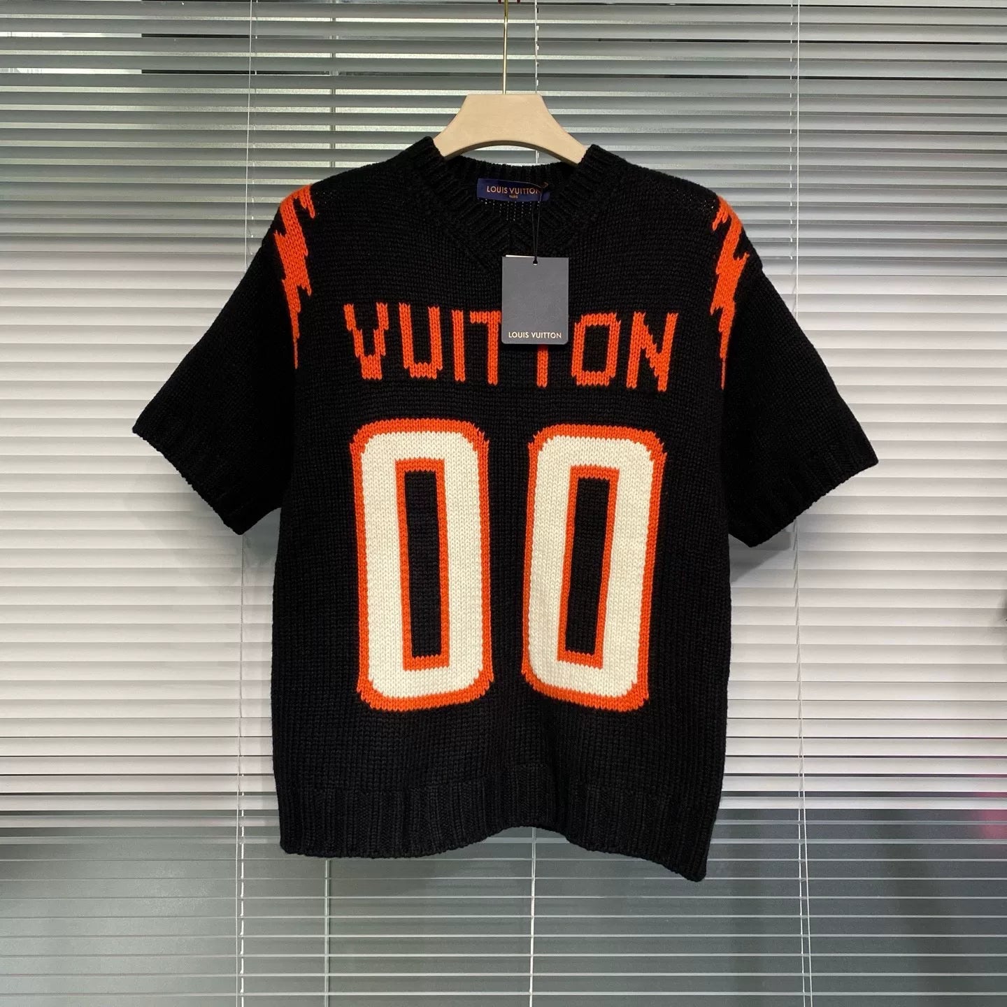 Louis Vuitton Short Sleeve Orange Logo Wool Knit Sweater