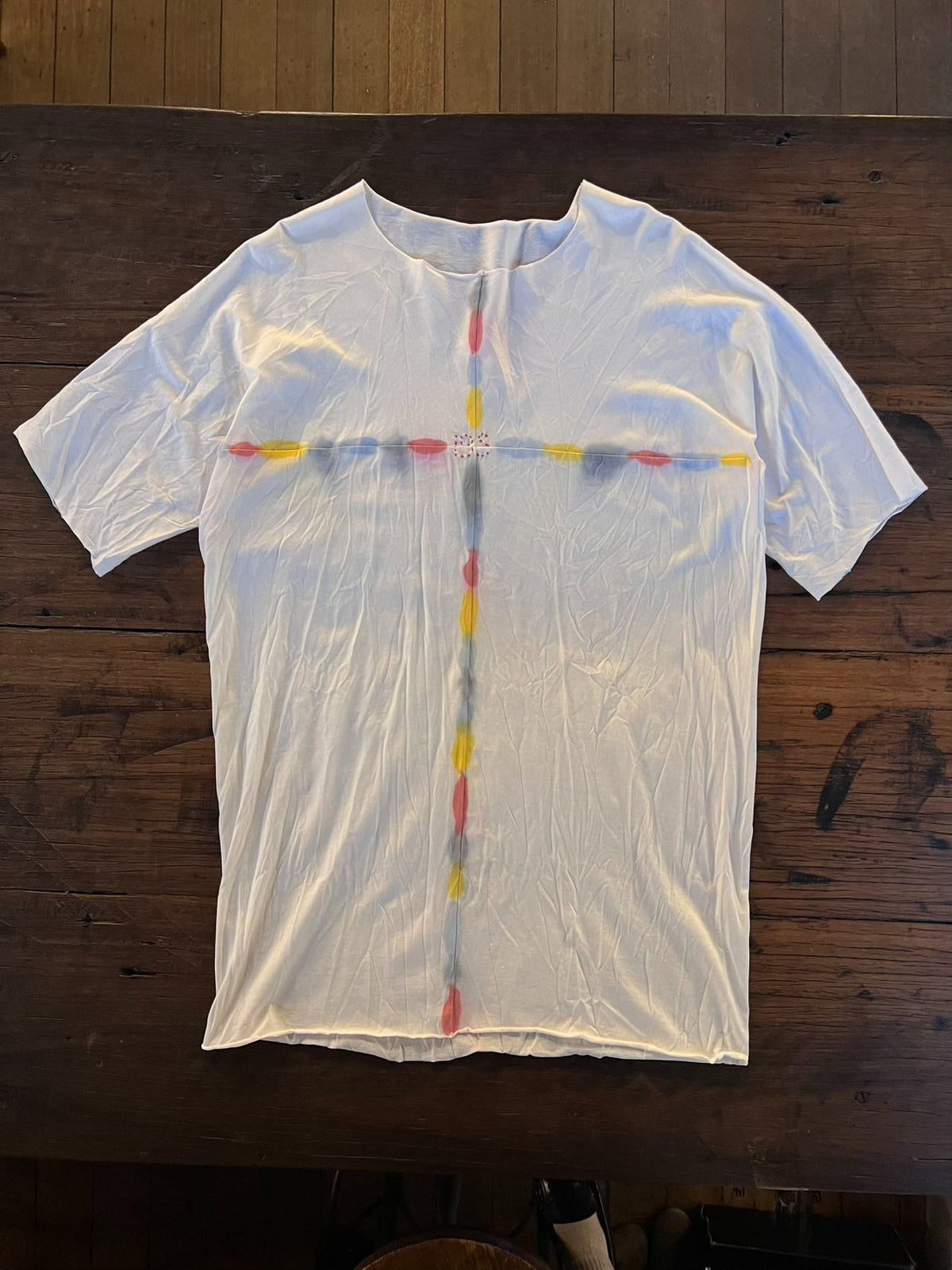 M.A+ SS19 White Color Spray Cross Cotton Short Sleeve Top