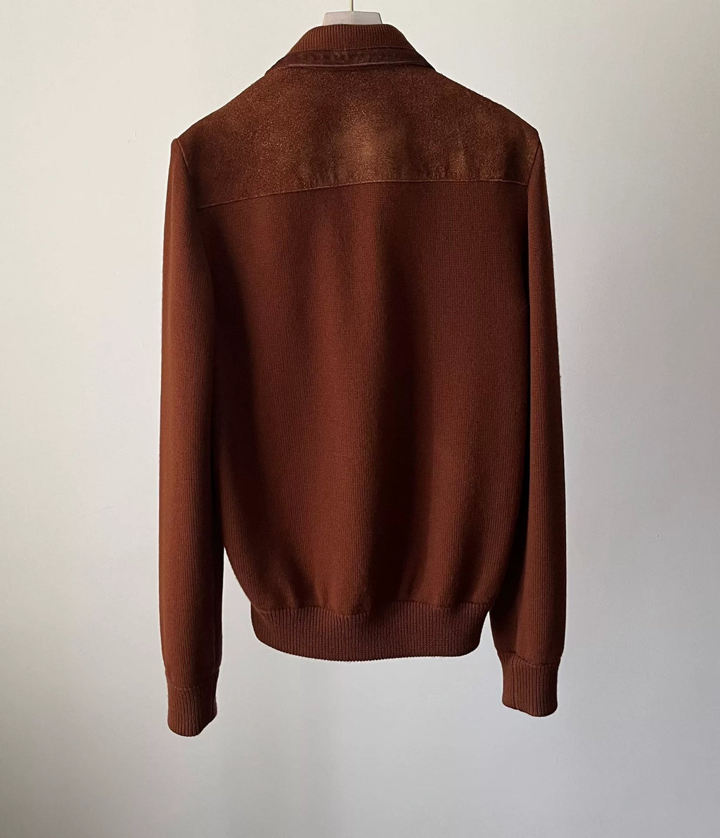 Number (n)ine 03AW Leather Suede Wool Knit Jacket