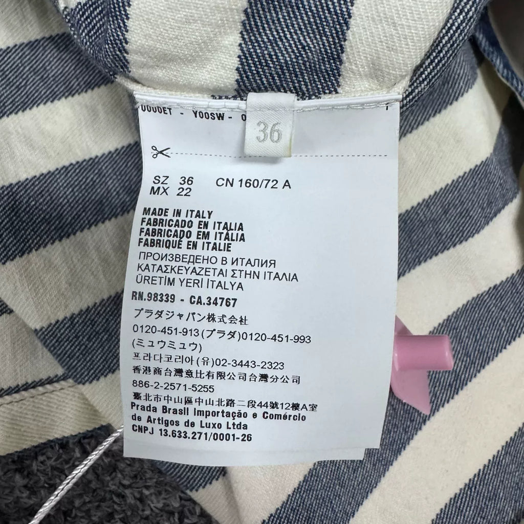 Prada Triangle Logo Striped Denim Skirt