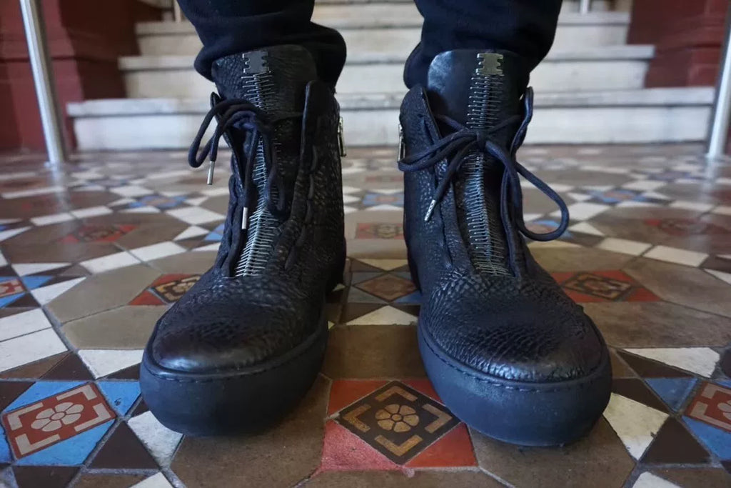 Isaac Sellam AW18 Black Back Stapled Sneakers
