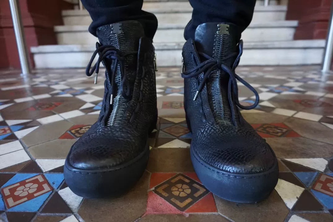 Isaac Sellam AW18 Black Back Stapled Sneakers